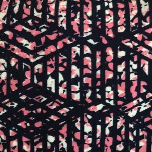 LuLaRoe TC Leggings: Black w/ pink & faint yellow